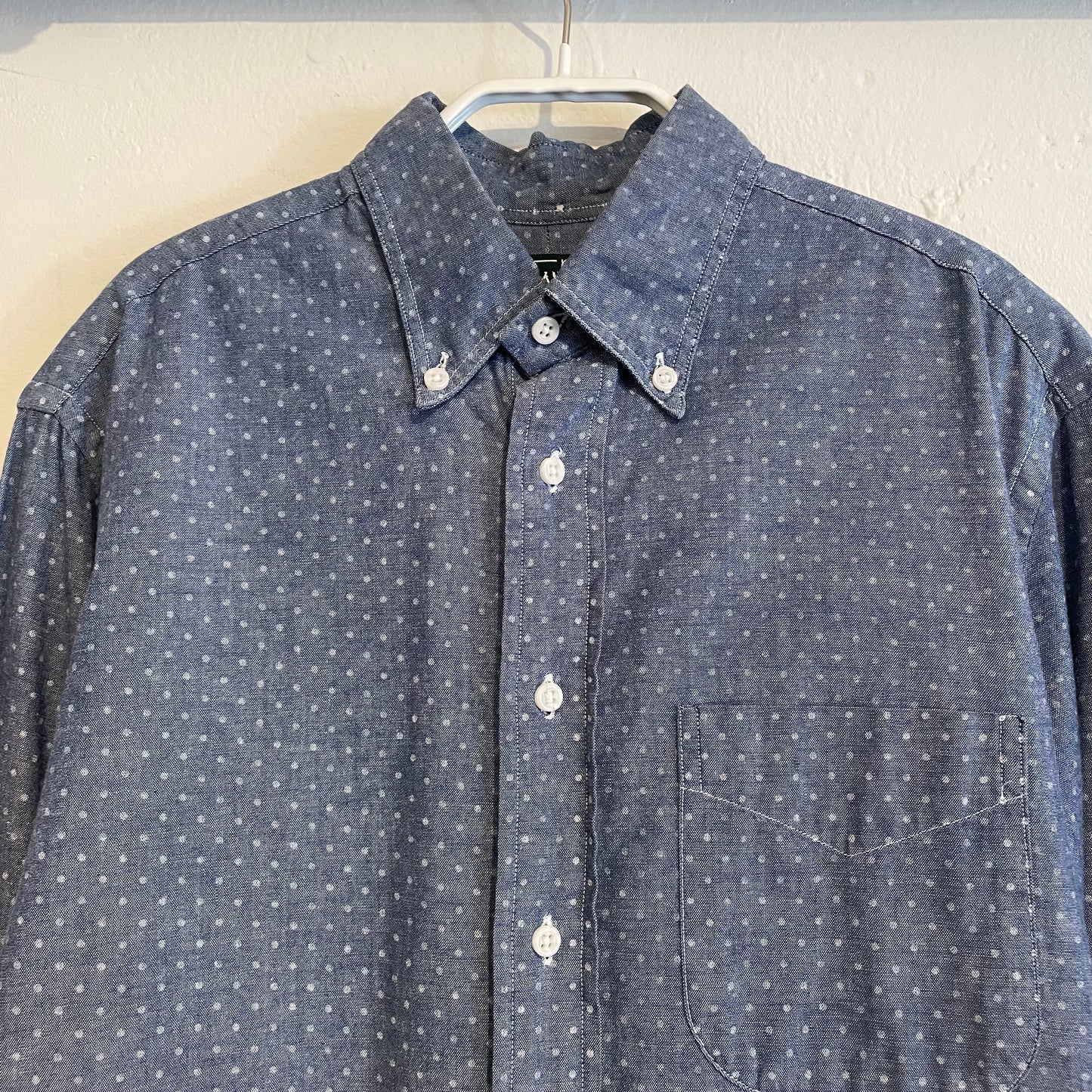 White Dot Pocket Shirt Blue