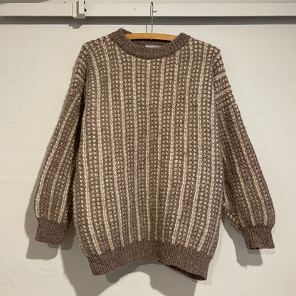 Pure Wool Knit Sweater Greige/Ivory