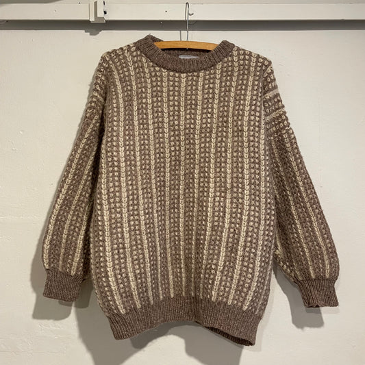 Pure Wool Knit Sweater Greige/Ivory