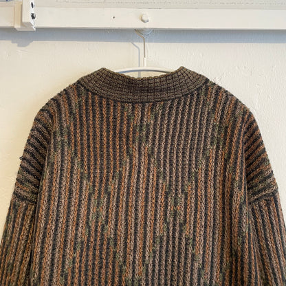 Multi colored Rib Knit Cardigan Khaki