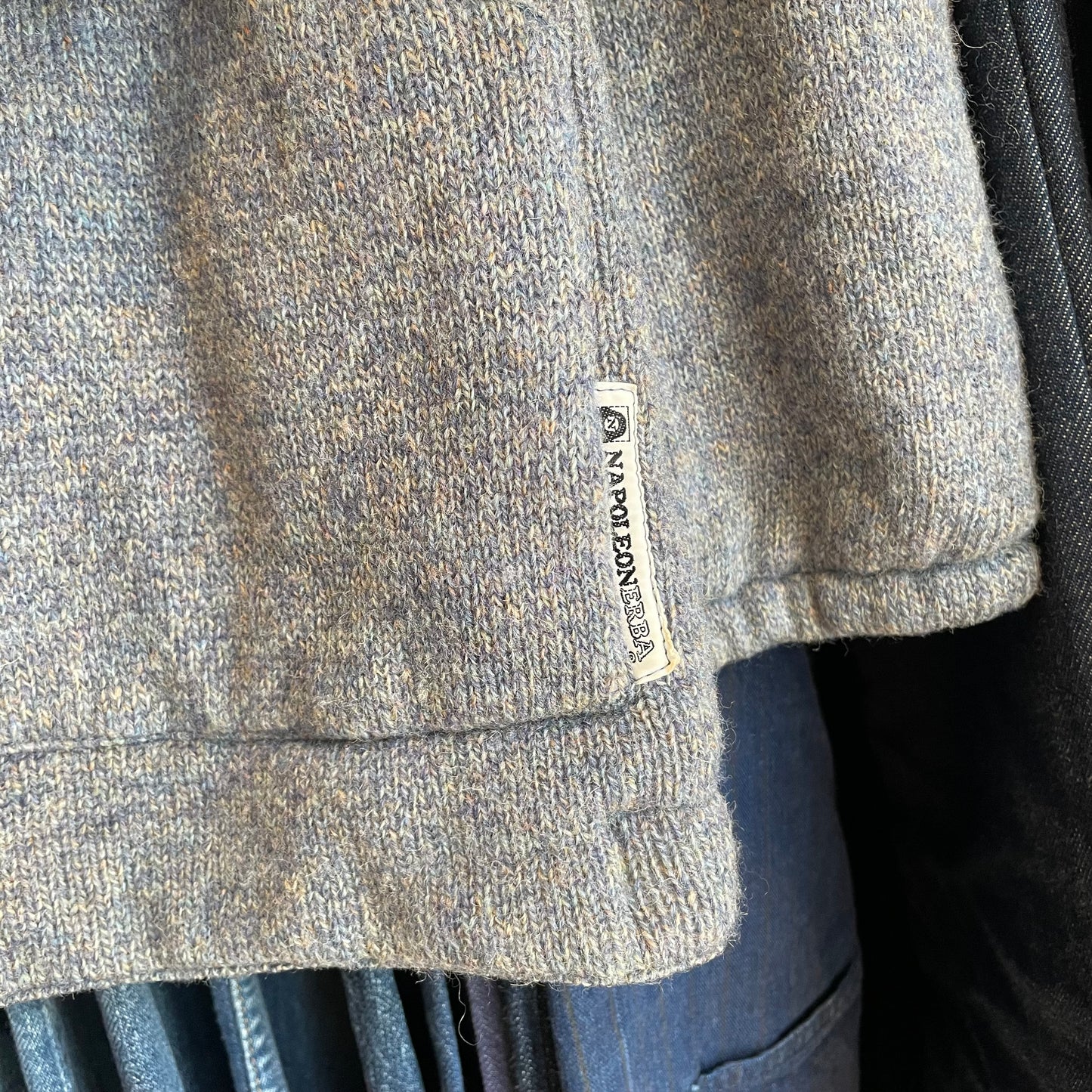 Striped Wool Blend Jacket Blue Beige riri zip