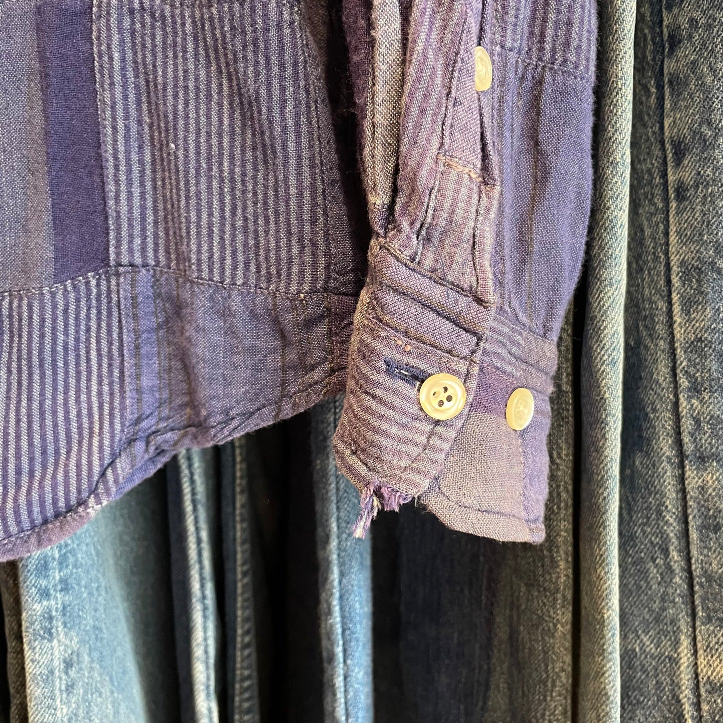 Patchwork Rayon Shirt Blue