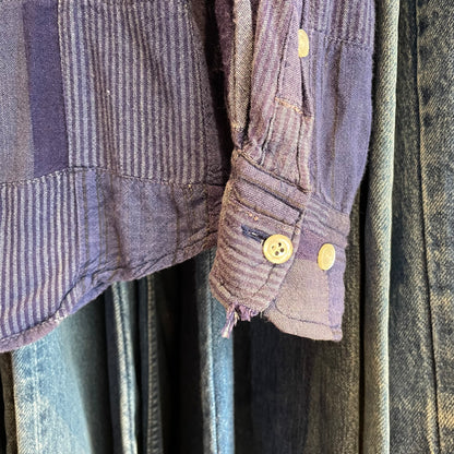 Patchwork Rayon Shirt Blue