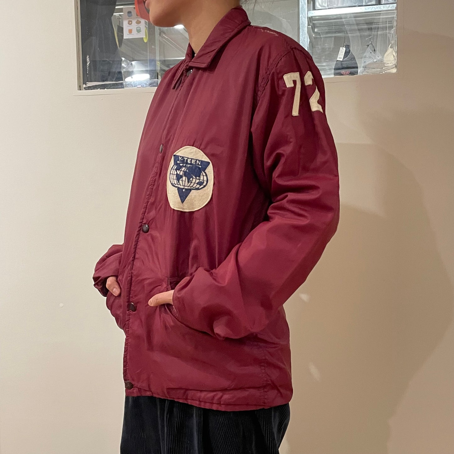 Y-Teen Jacket Sherry Maroon Patched Nylon