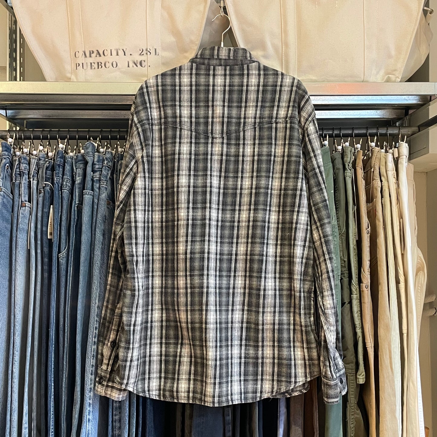 Western Plaid Flaannel Shirt Black/Gray