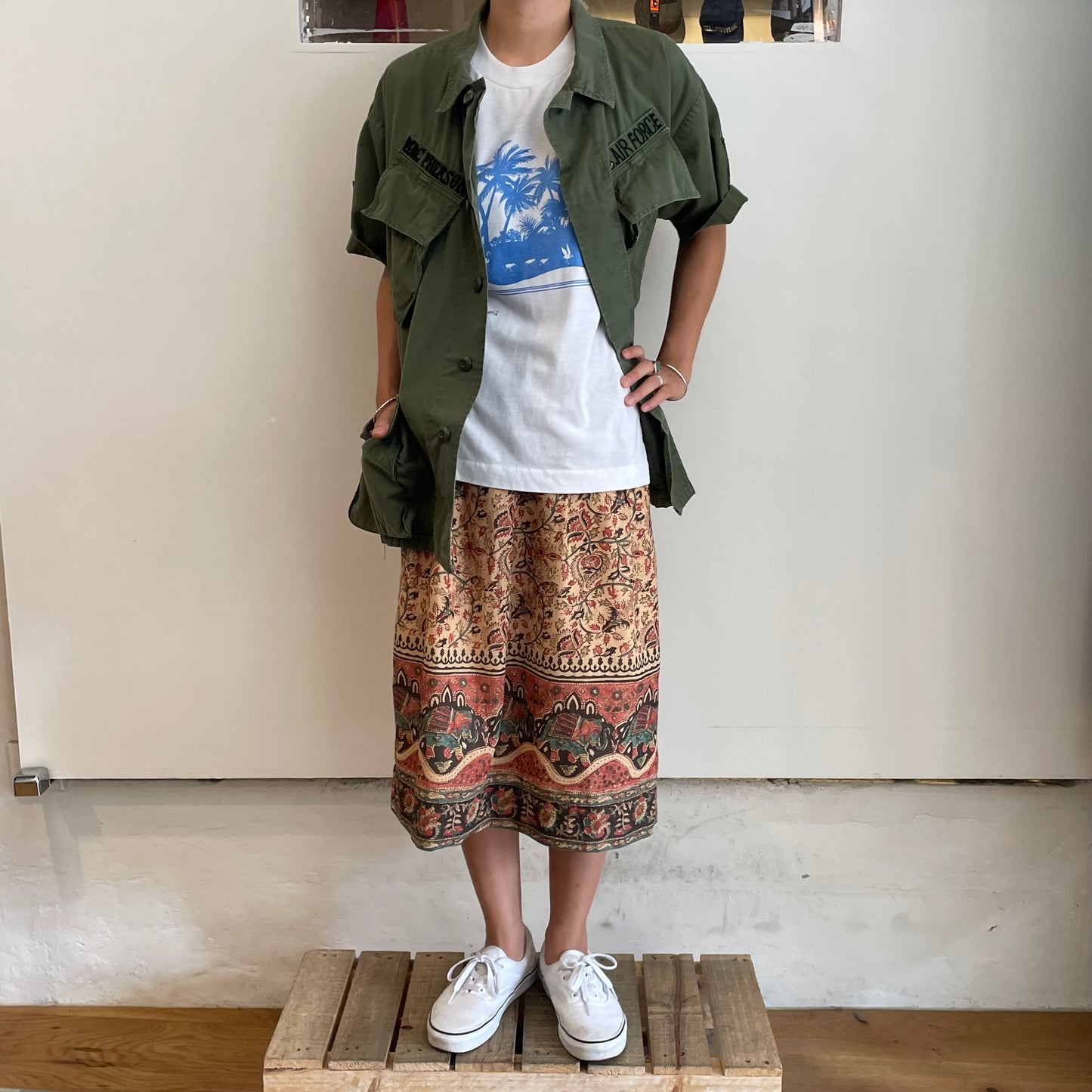 Ethnic Midi Skirt Brown