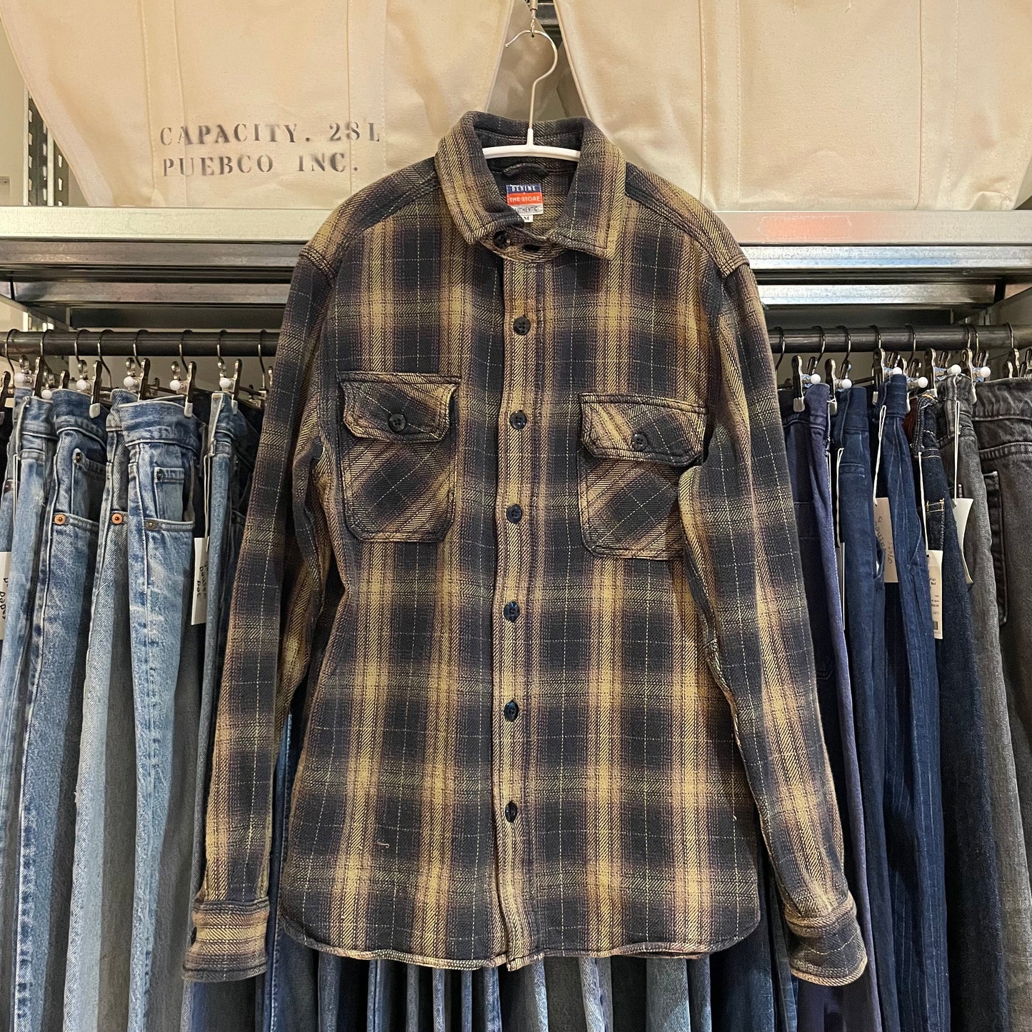 Plaid Flannel Work Shirt Black/Yellow