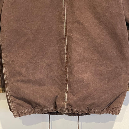 Corduroy Collar Quilted Lined Cotton Jacket Brown