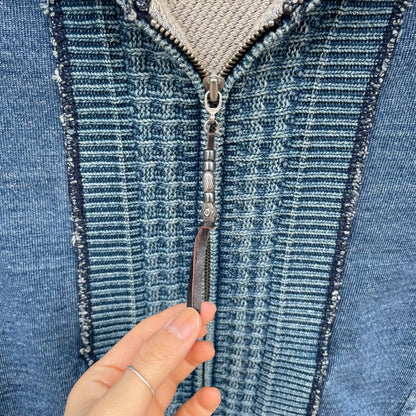 Washed Zip Hoodie Blue