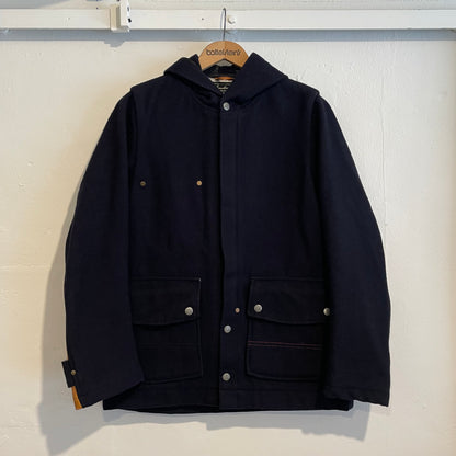 Melton Wool Hooded Jacket Black Waldes Zip