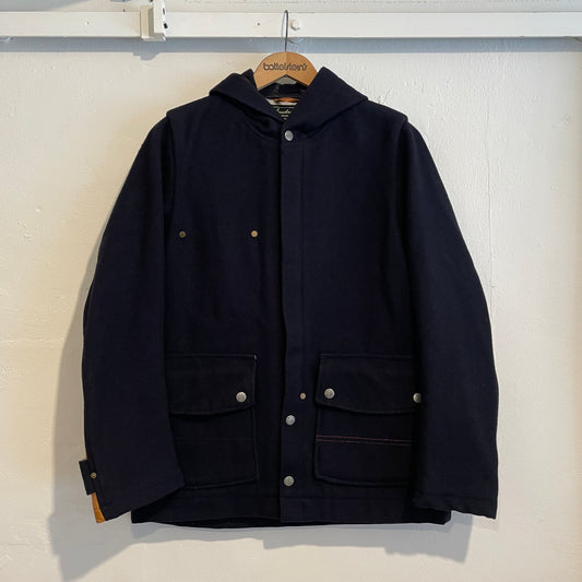 Melton Wool Hooded Jacket Black Waldes Zip