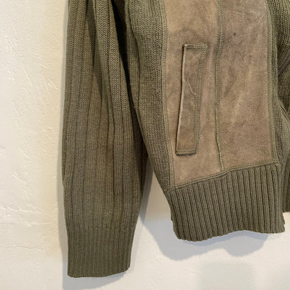 Panelled Knit Leather Zip Jacket