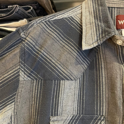 Gray Blue Striped Western Shirt