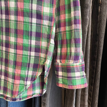 Plaid Button Down Shirt Multi Cotton