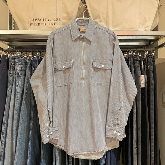 Half Zip Hickory Stripe Work Shirt Gray Talon Zip