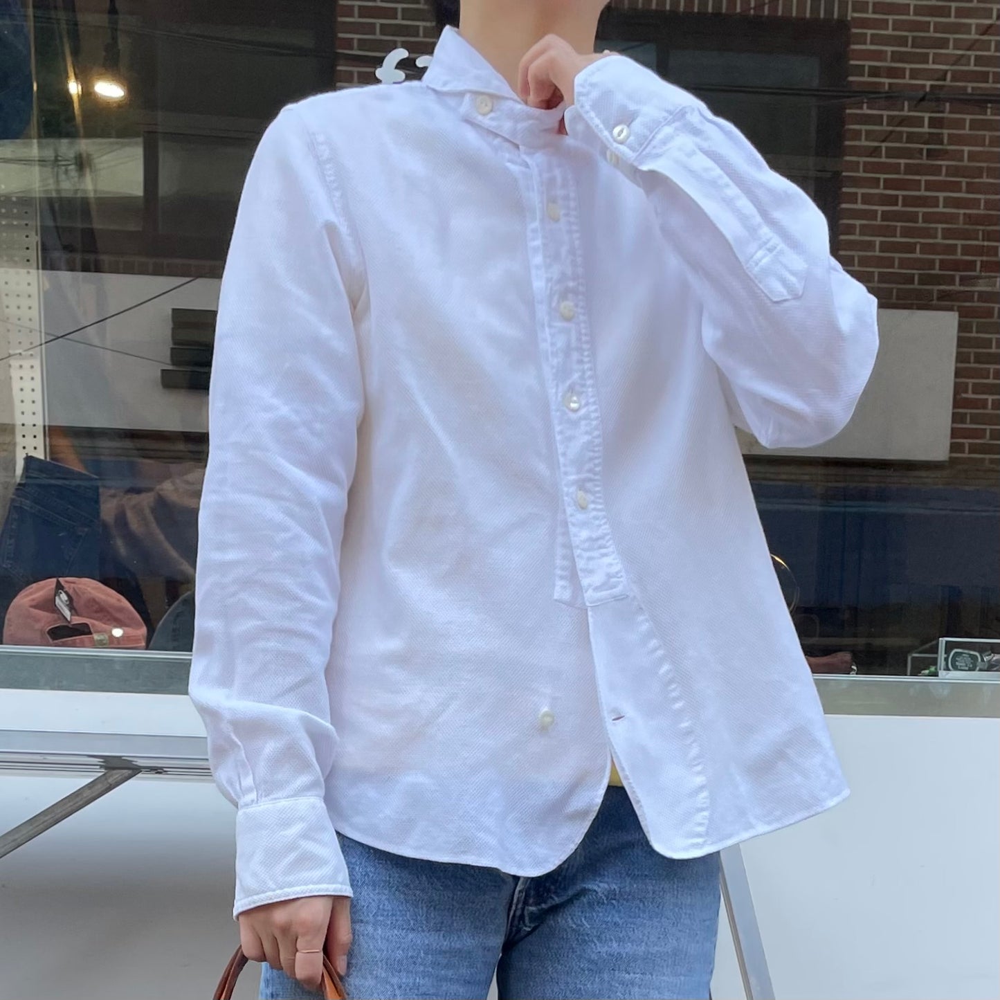 Round Collar Shirt White