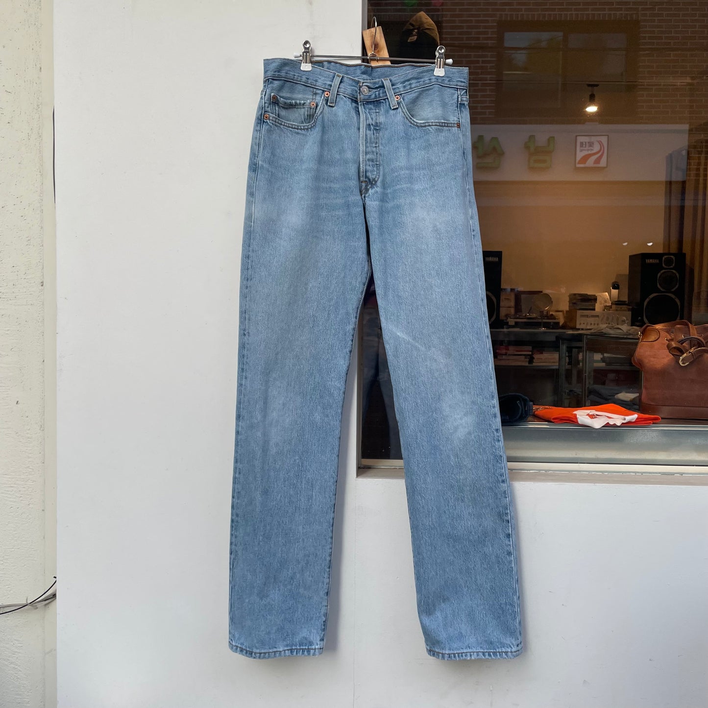 501 Distressed Button Fly Jeans Blue