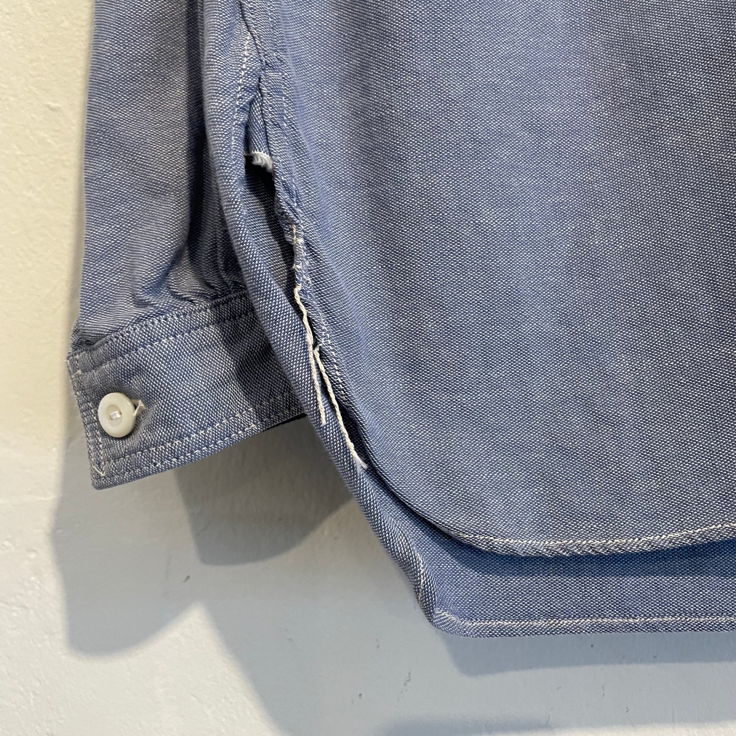 Chambray Band Collar Work Shirt Light Blue