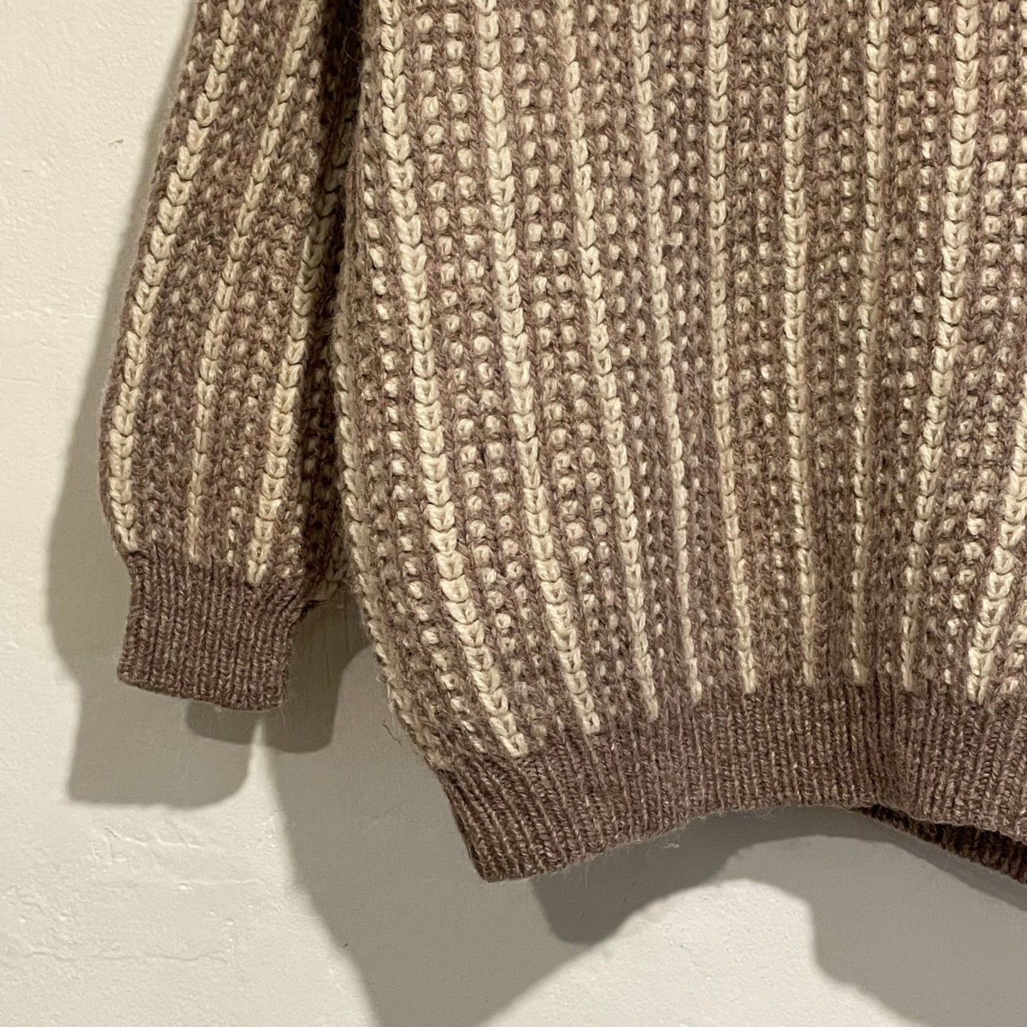 Pure Wool Knit Sweater Greige/Ivory