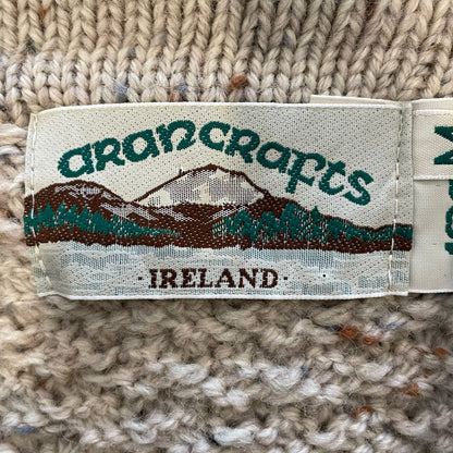 Shawl Collar Cable Knit Sweater Cream