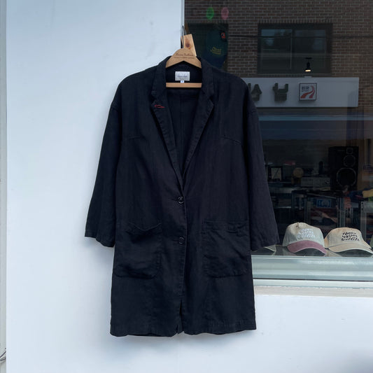 Linen Long Jacket Black