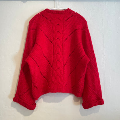 Wide Sleeves Knit Sweater Red