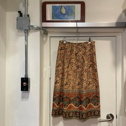 Ethnic Midi Skirt Brown
