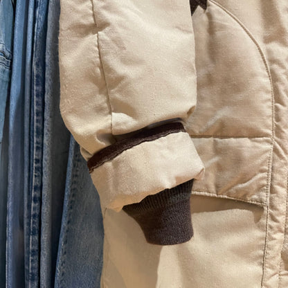 Suede Trim Padded Utility Jacket Beige Talon Zip