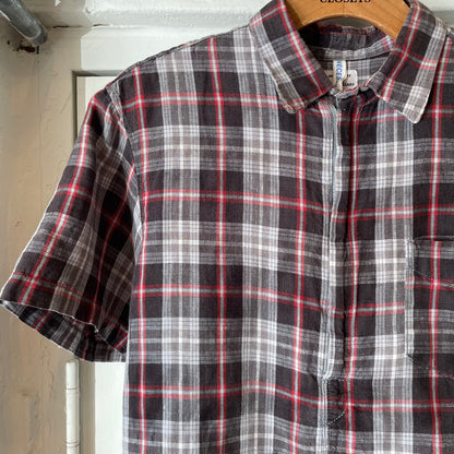 Check Short Sleeve Shirt Brown