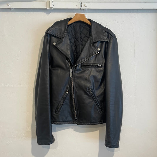 Classic Rider Leather Jacket Black Broken Zipper