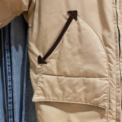 Suede Trim Padded Utility Jacket Beige Talon Zip