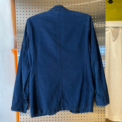 Indigo Faded Denim Workwear Blazer