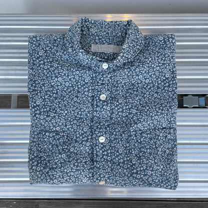 Small Floral Shirt Short Sleeve Blue
