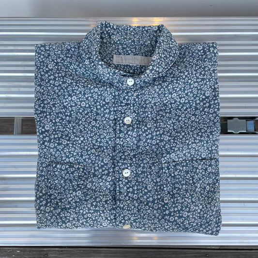 Small Floral Shirt Short Sleeve Blue