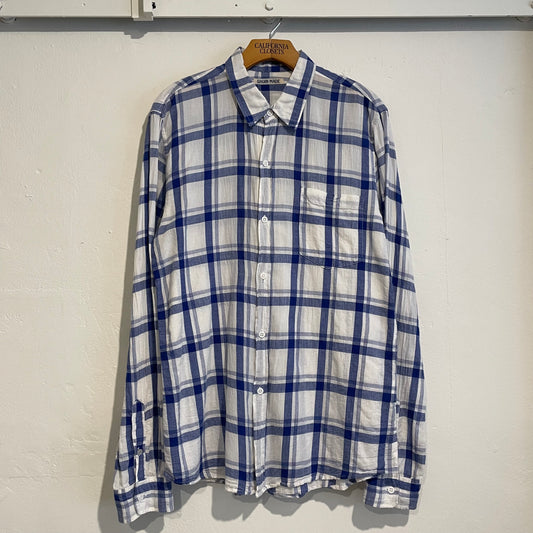 Blue White Check Long Sleeve Button Up Shirt