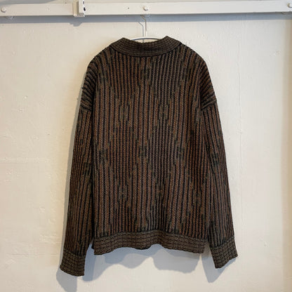 Multi colored Rib Knit Cardigan Khaki