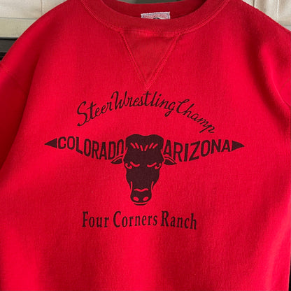 Steer Wrestling Ranch Sweatshirt Red