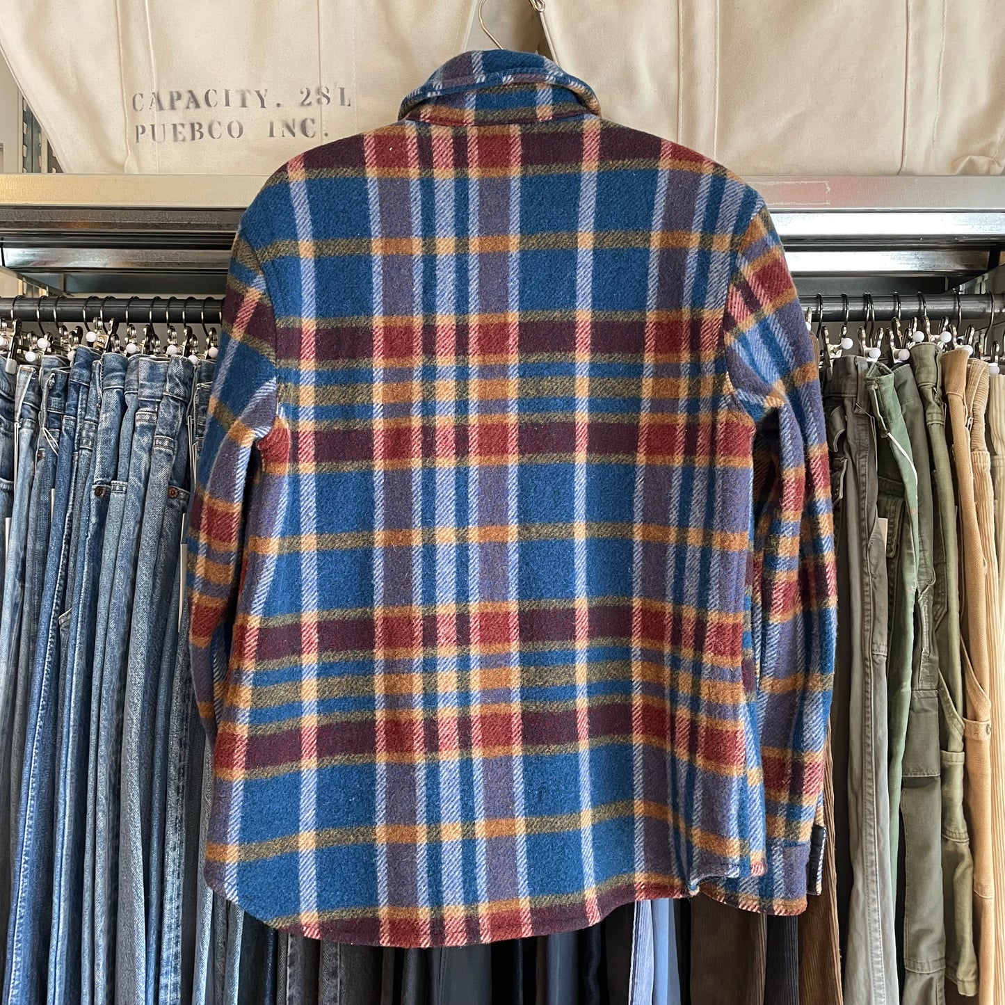 Plaid WOOL CPO Jacket Blue Red