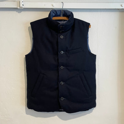 Snap-Front Puffer Vest Navy Reversible