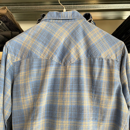 Plaid Pearl Snap Shirt Blue