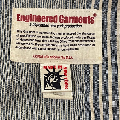 Striped Blue Cotton Workwear Chore Jacket