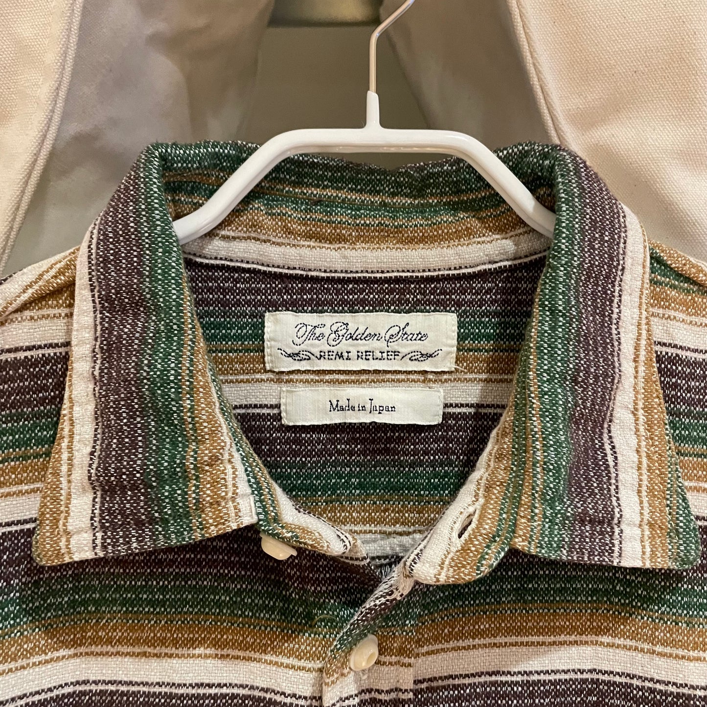 Vintage Stripe Casual Shirt Brown Green Cotton
