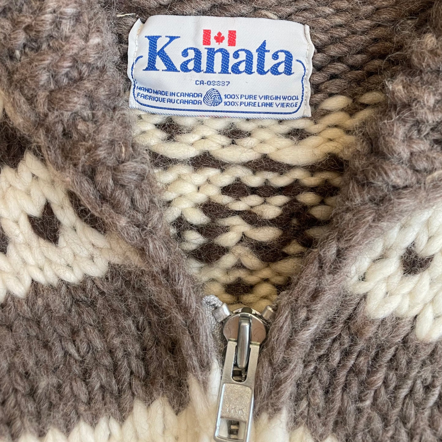 Deer Pattern Cowichan Shawl Collar Zip-up Cardigan