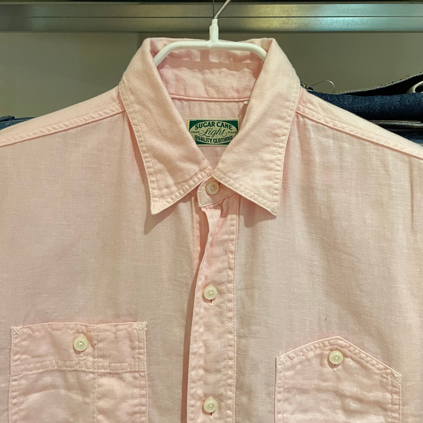 Linen Twin-Pocket S/S Shirt Pink
