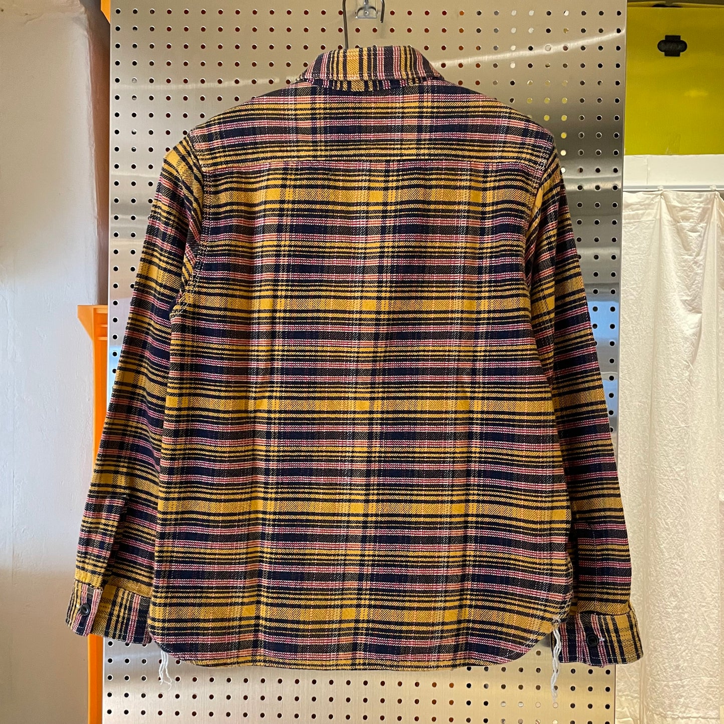 Plaid Flannel Work Shirt Yellow/Navy
