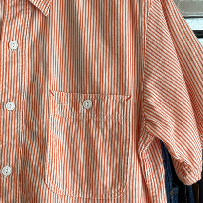 Striped Shirt Orange White Short Sleeve