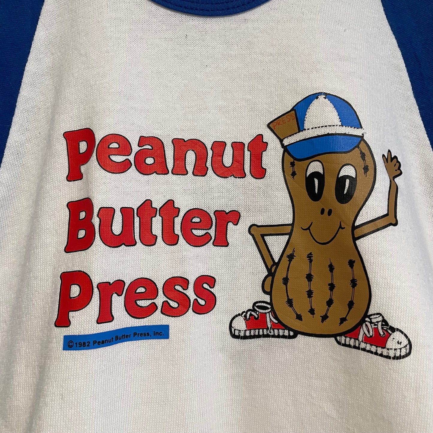 Peanut Printed Raglan 3/4 Sleeve Tee Blue / White