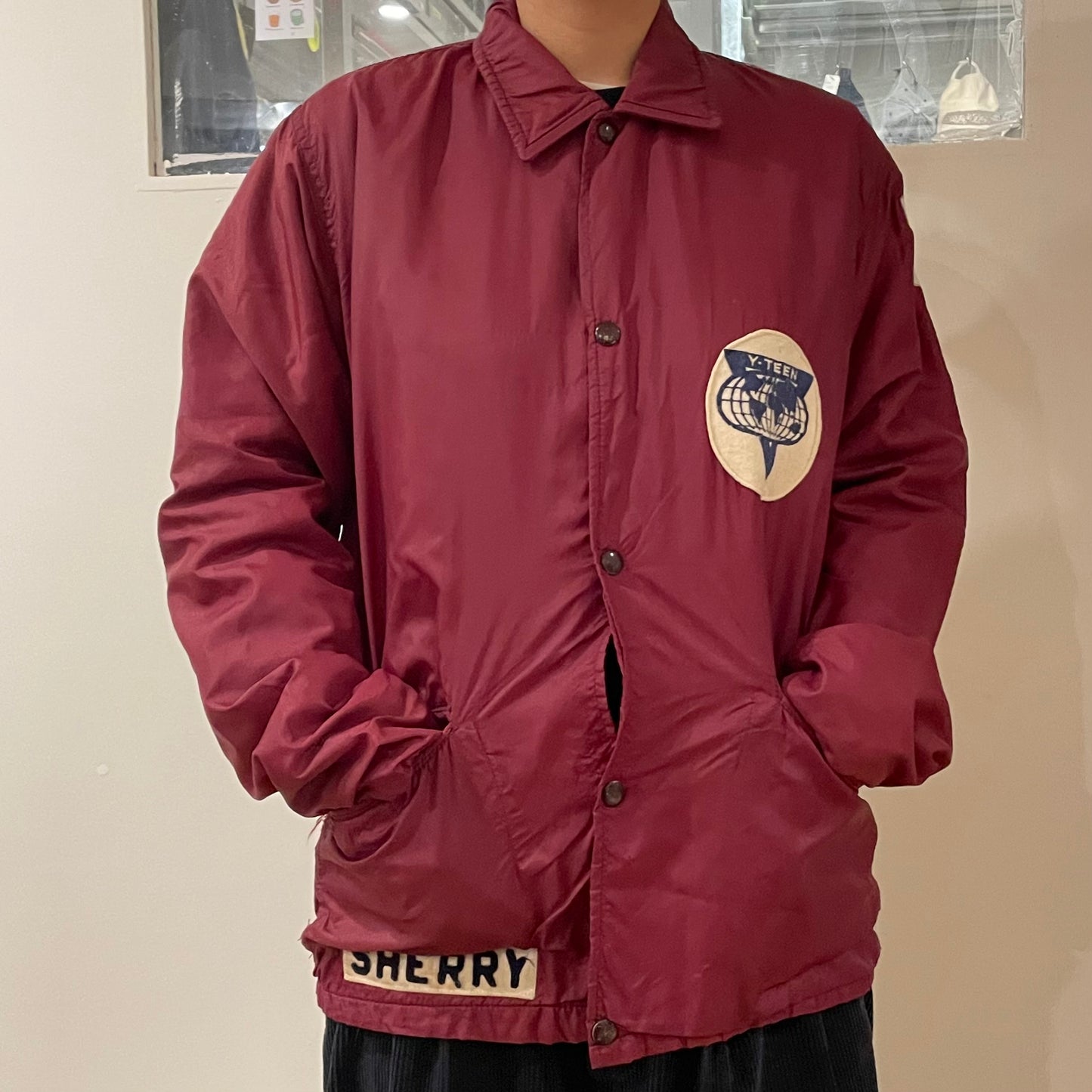 Y-Teen Jacket Sherry Maroon Patched Nylon