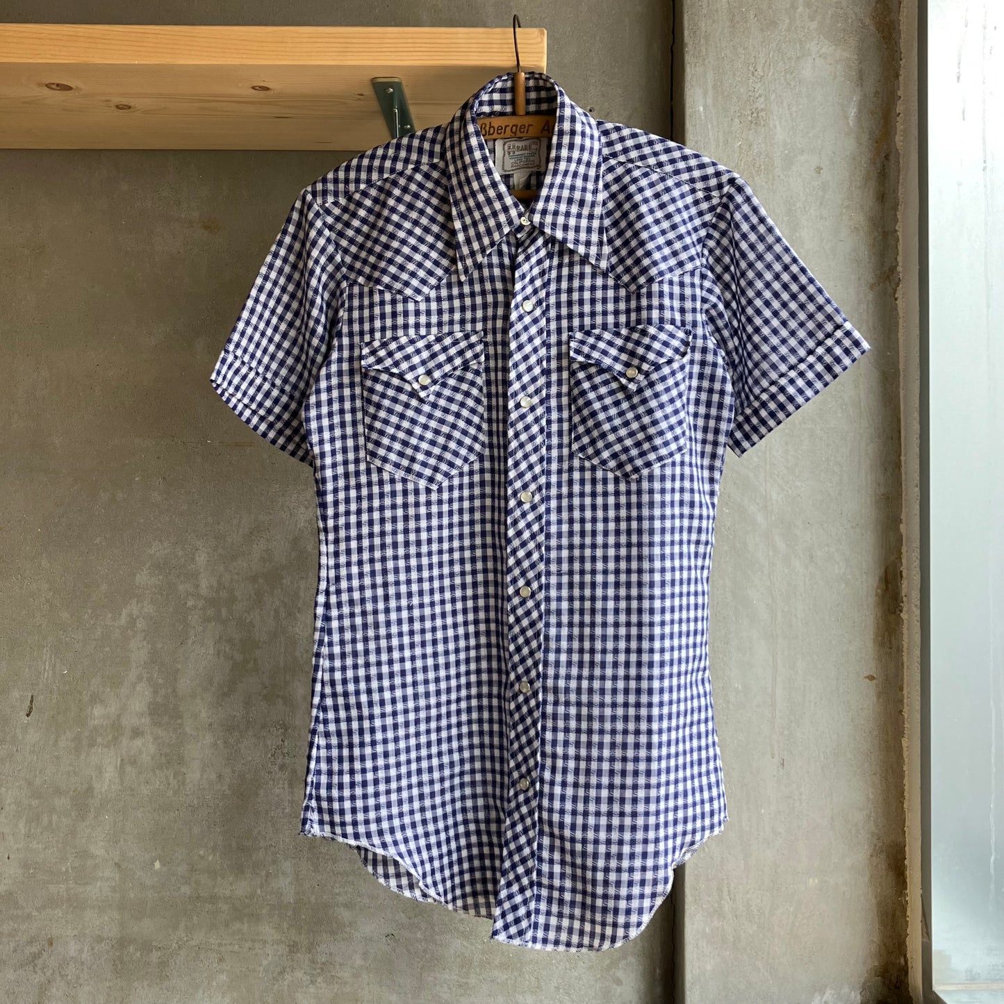 Check Western Short Sleeve Shirt Blue