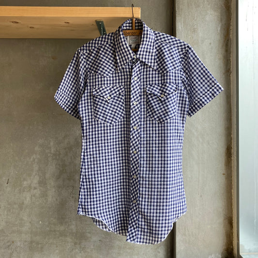 Check Western Short Sleeve Shirt Blue